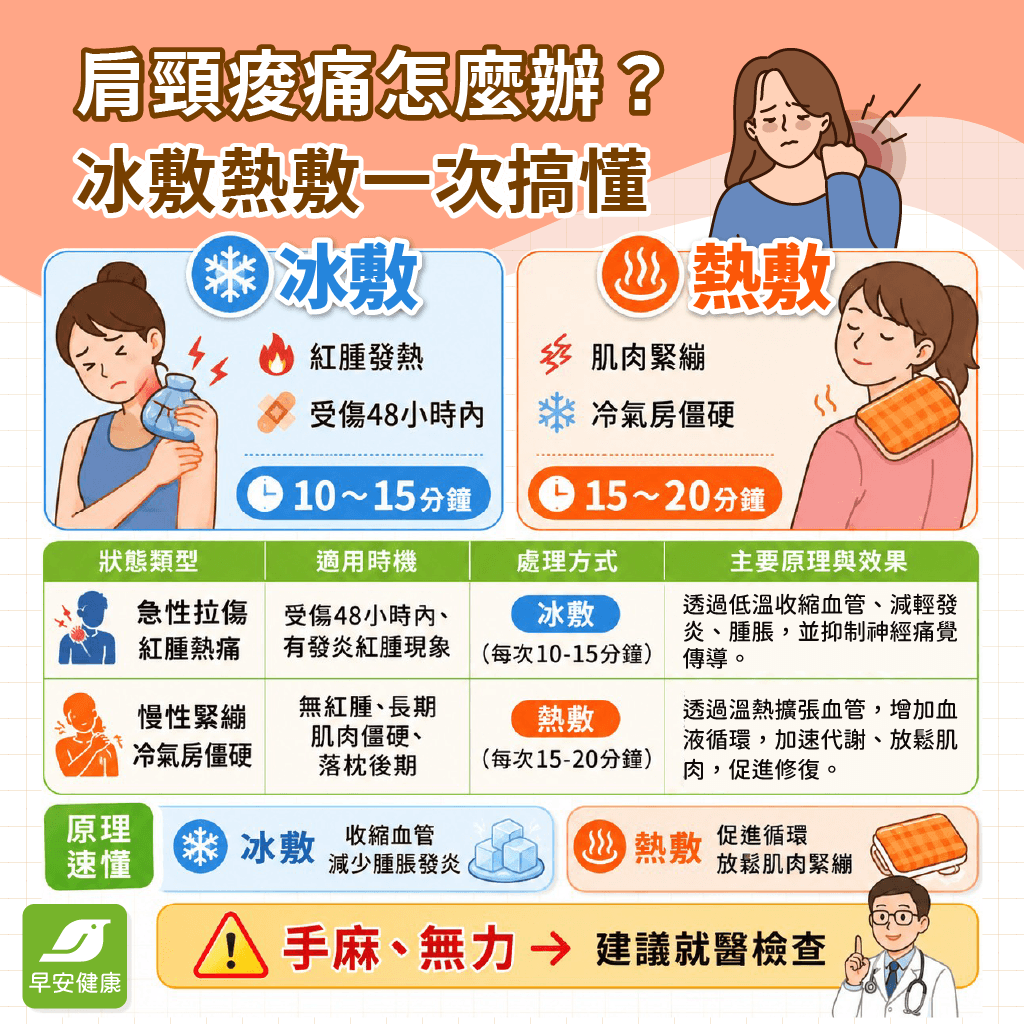 早安健康_肩頸痠痛怎麼辦？冰敷熱敷一次搞懂