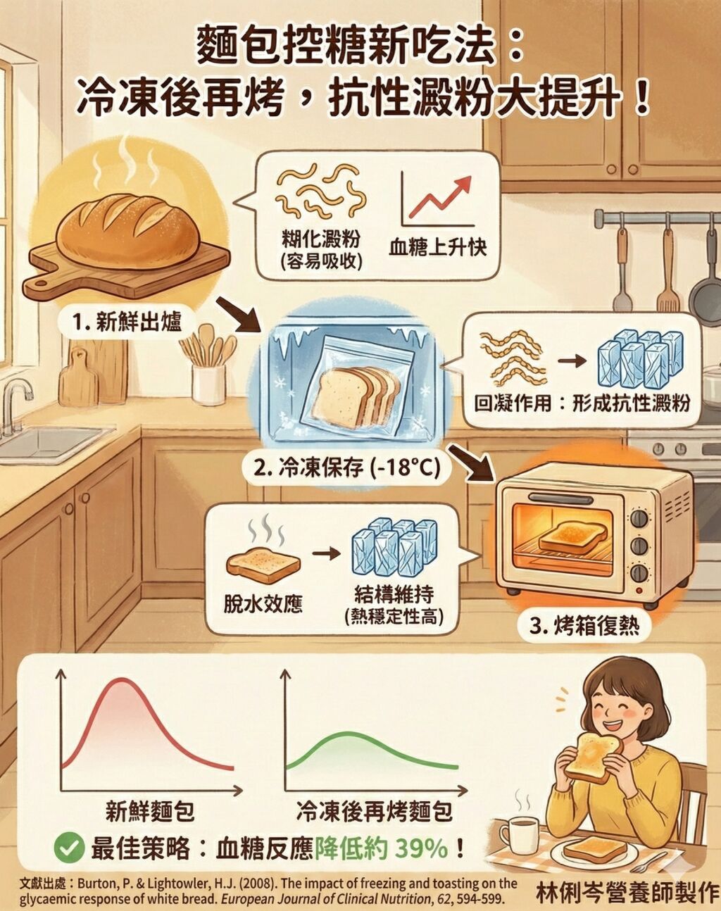 林俐岑營養師_麵包控糖新吃法：冷凍後再烤，抗性澱粉大提升