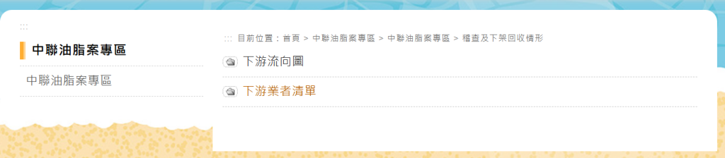 食藥署中聯油脂案下游業者清單