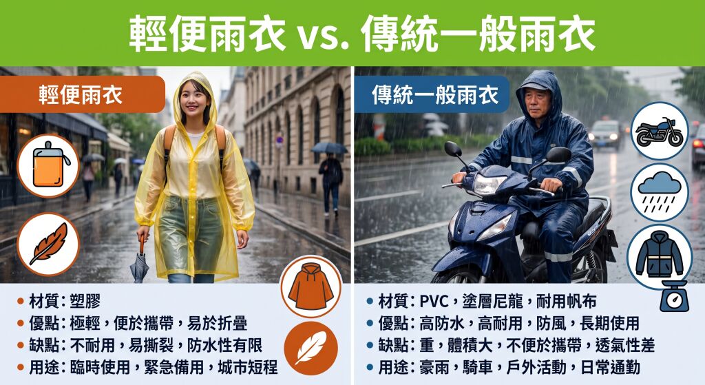 早安＿輕便雨衣vs傳統一般雨衣