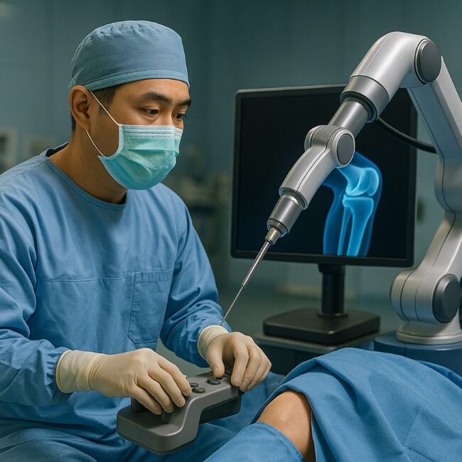 醫師操作機械手臂意示圖