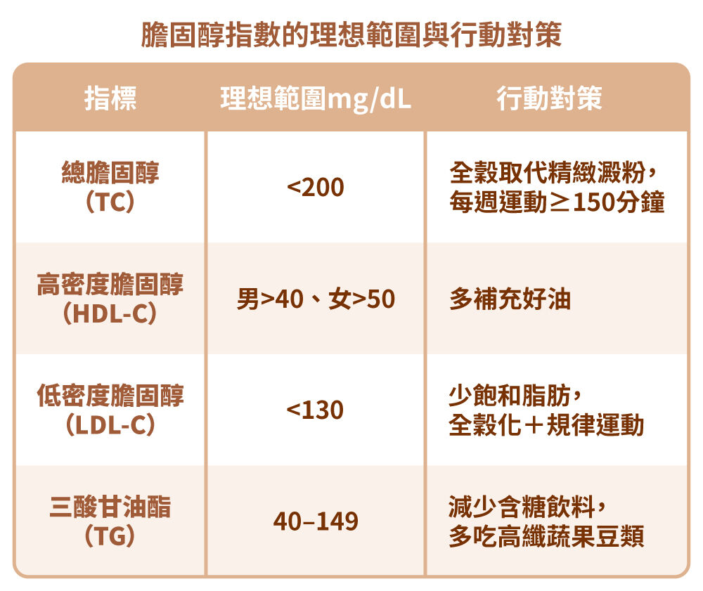 膽固醇指數的理想範圍與行動對策